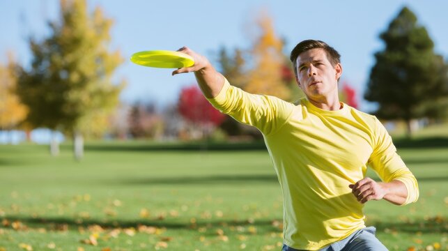 Athlete throwing a yellow disc during a backhand shot