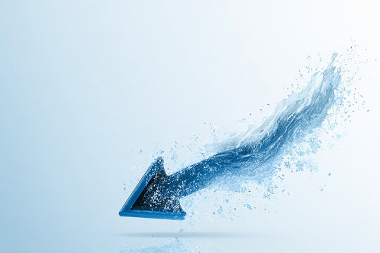 Cold Wave Concept with Blue Downward Arrow and Frozen Ice Particles