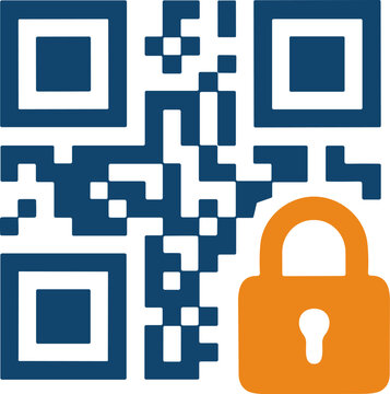 QR code with a padlock icon representing secure digital payment scanning and protected mobile transactions