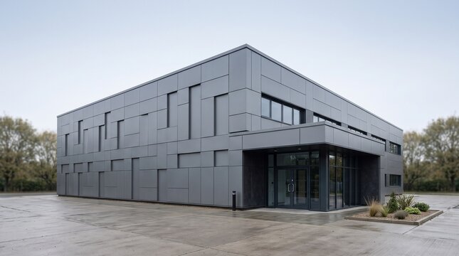 Ventilated rainscreen facade on a graphite office building