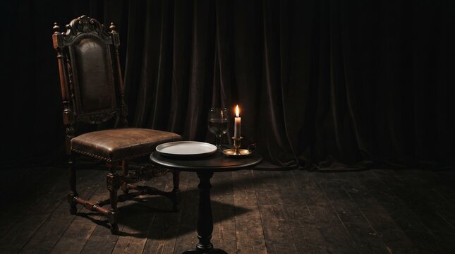 Empty chair awaiting a fictional seance supper guest