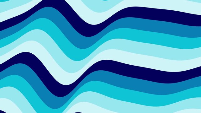 Ocean blue wavy stripes rippling like fabric seamless loop