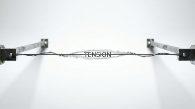 Word tension stretched taut on a thin wire