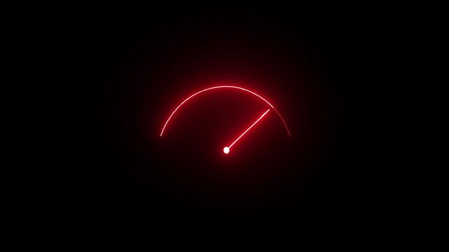 Red neon tachometer gauge symbol animation visual effect video asset