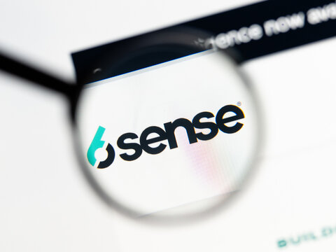 Milan, Italy 2026, 15 AGO Closeup of 6sense com website page on a laptop screen. Focus on 6sense com logo under a magnifying glass.