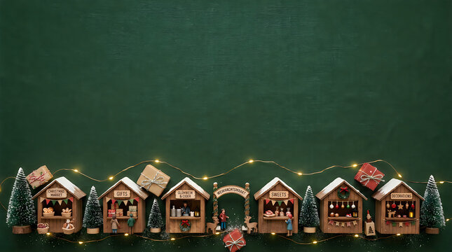 Charming christmas village scene with softly glowing lights