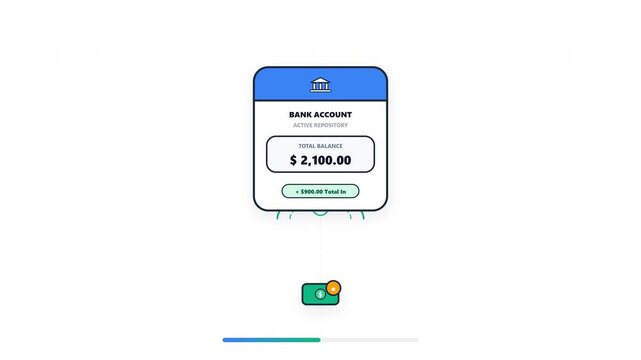 Direct deposit interface showing bank account balance transfer
