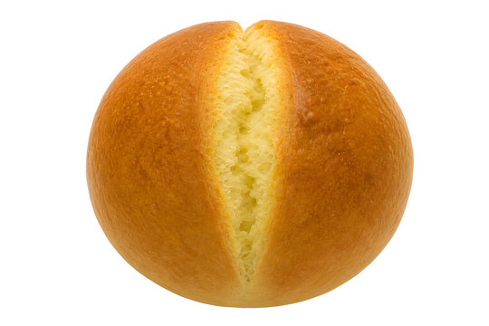 Filipino monay bread with dense round domed bun shape, characteristic Isolated on White Background