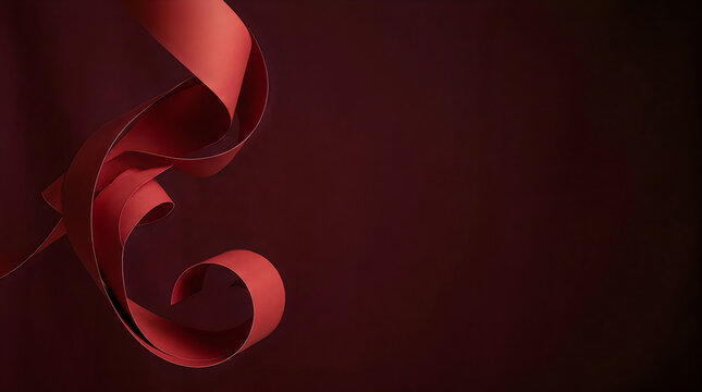 Elegant abstract red ribbon flowing on a dark background
