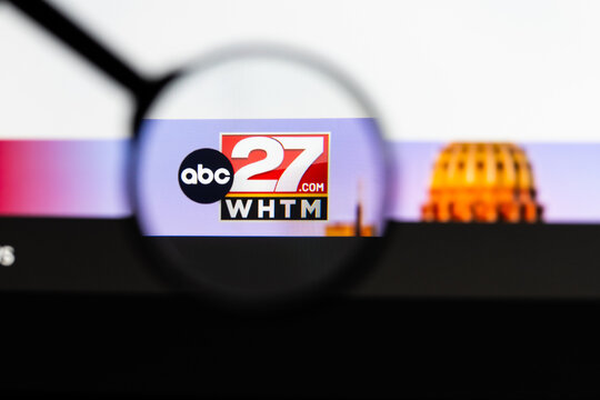 Milan, Italy 2026, 15 AGO Closeup of abc27 com website page on a laptop screen. Focus on abc27 com logo under a magnifying glass.