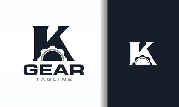 Letter K with Integrated Gear Logo