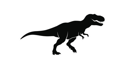 Tyrannosaurus rex dinosaur depicted as a black silhouette against a white background © MDAbujafor