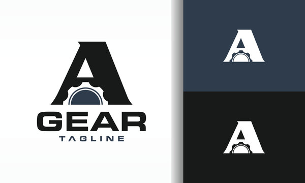 Letter A Gear Logo with Typography
