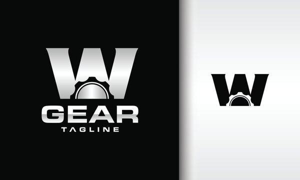 W Letter Gear Logo