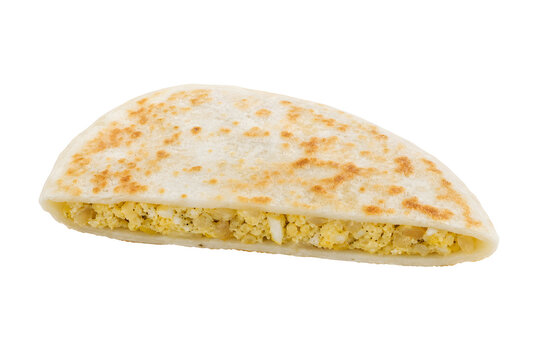 Kerala mutta pathiri breakfast rice bread with compact folded half-moo Isolated on White Background