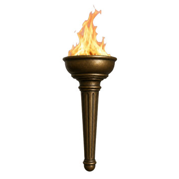 Classic Bronze Torch Burning Brightly With Orange Flame