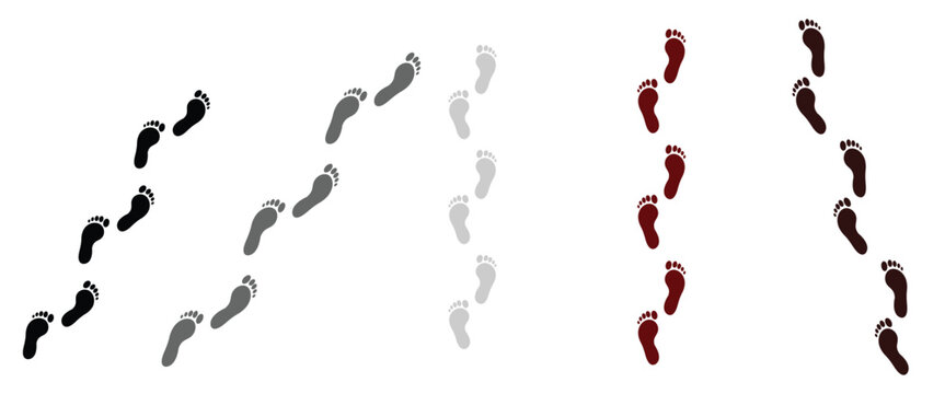 Footprint Footsteps Icon Set Colorful Vector Illustration