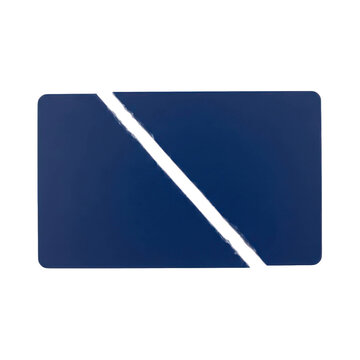 Finance Industry: Broken Blue Plastic Card on Black Background - Credit Card Security, Debt, and Fraud Photo