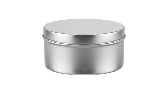 Round silver metal tin container for cosmetics or food packaging
