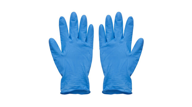 Pair of blue nitrile medical gloves for sanitation and protection