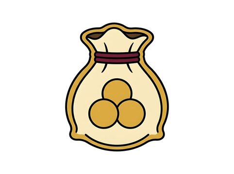 Gold coins in a tied money bag vector illustration