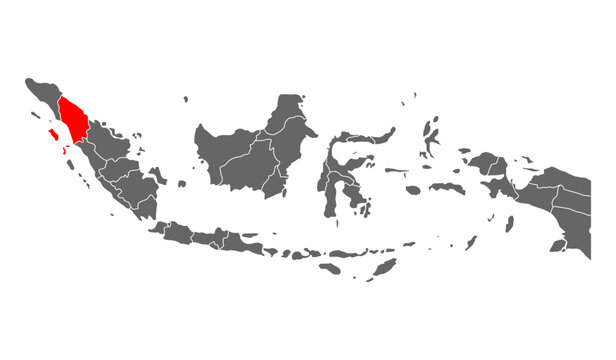 Indonesia detailed North Sumatra map shape, Flat web graphic concept icon symbol vector illustration .