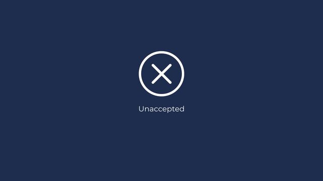 Cross mark check with circle loading bar symbol on dark blue background. Concept of Incorrect wrong decision, rejection, unaccepted. 
