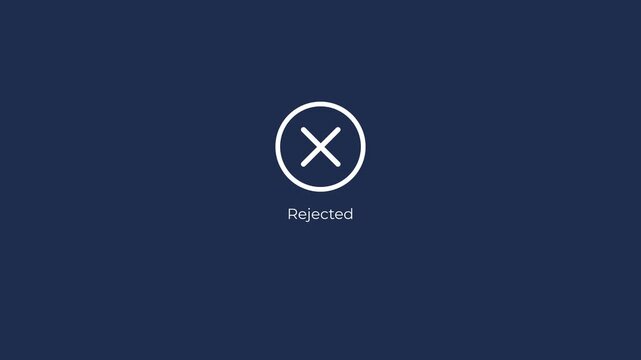 Cross mark check with circle loading bar symbol on dark blue background. Concept of Incorrect wrong decision, rejection, unaccepted. 
