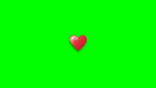 Premium 3D Glossy Heart Like Button with Particle Burst Green Screen 4K 60fps