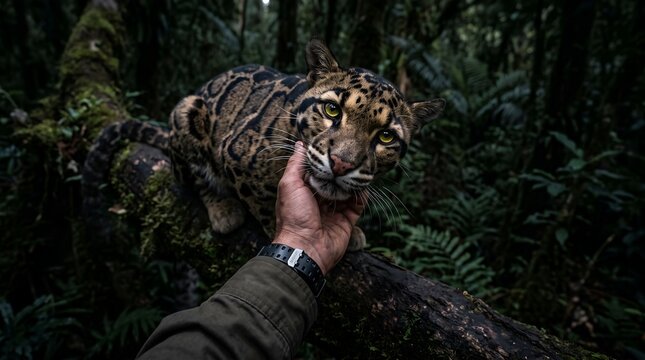 interaction with clouded leopard 