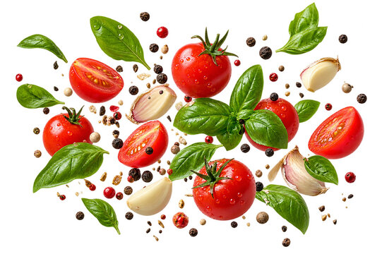 Fresh Tomato Basil and Garlic Ingredients Composition