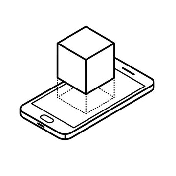 Smartphone with Augmented Reality Cube Icon