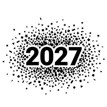 2027 Year Number with Geometric Confetti