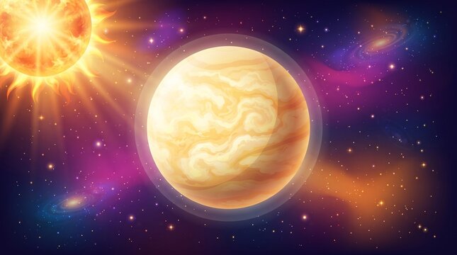 Cosmic Space Collection Featuring Venus, Shooting Star, Mars, Spiral Galaxy, Neptune, Black Hole, Asteroids, Earth Rising Over the Moon, Mercury Orbiting the Sun, and Red Lunar Eclipse, Colorful