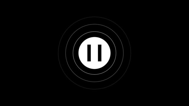 Black video play and pause button with mouse pointer click effect on dark background. Clicking pause and play button concept. 