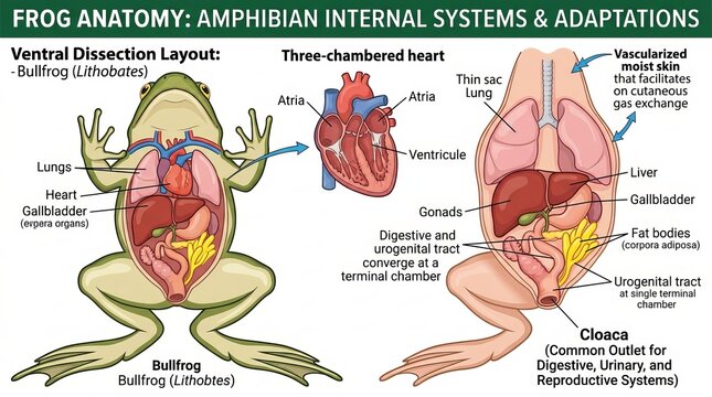 Frog Anatomy Diagram Amphibian Internal Systems Biology Education.