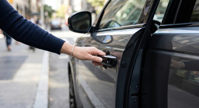 Hand opening car door for passenger.