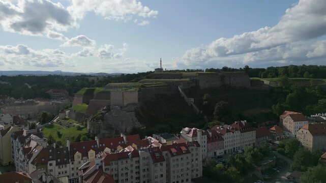 Kłodzko Fortress. Aerial shots. Lots of sun