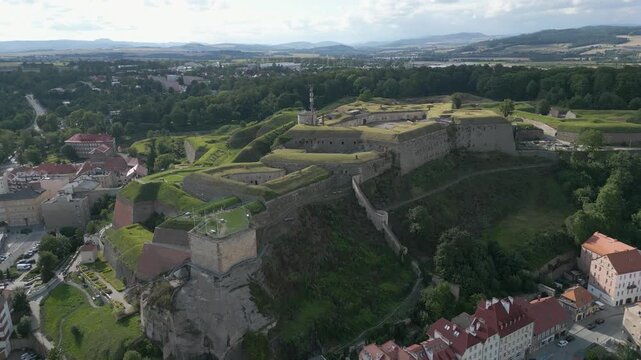 Kłodzko Fortress. Aerial shots. Lots of sun