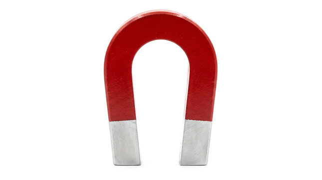 Classic Red Horseshoe Magnet Isolated on White Background
