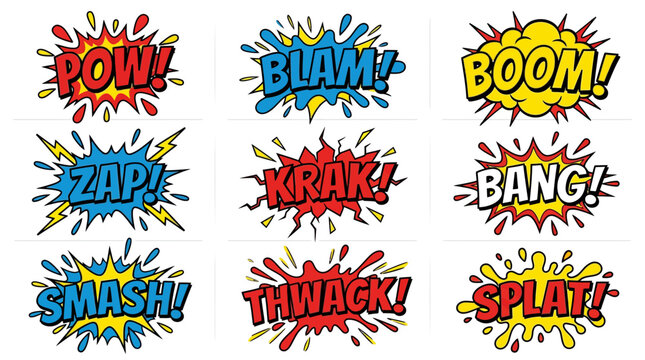 Comic Book Sound Effect Speech Bubble Icon Set