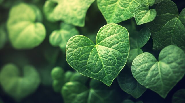 Heart Shaped Green Leaf Amidst Lush Foliage