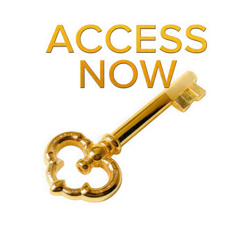 Golden key with access now text