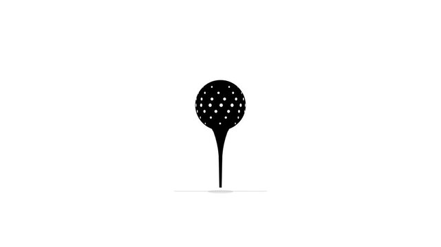Minimalist golf ball on a tee isolated on a white background