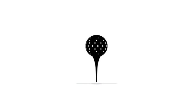 Minimalist golf ball on a tee isolated on white background