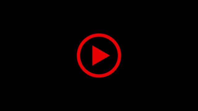 play button icon animation on black background. 4k video