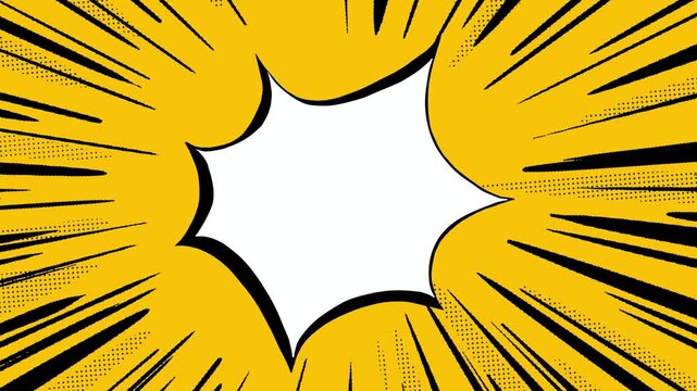 Bubble chat for text with black random line spinning background pop art style video. Comic pop art background 4K video.