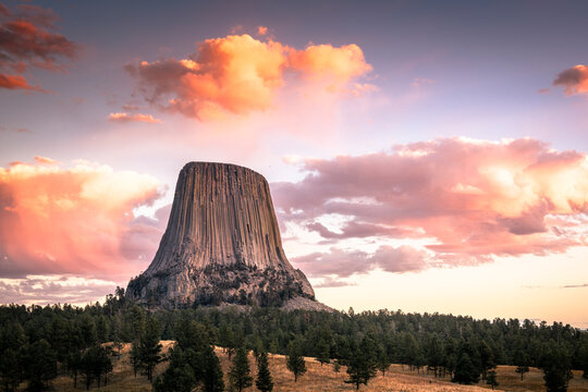 Sunset colors over Devil's tower