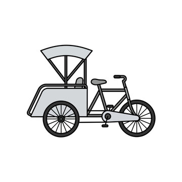 Cycle rickshaw vector illustration. Pedicab transport icon isolated on white background