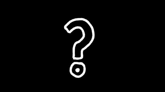 Question mark symbol doodle hand drawn looping animation 4K resolution video.